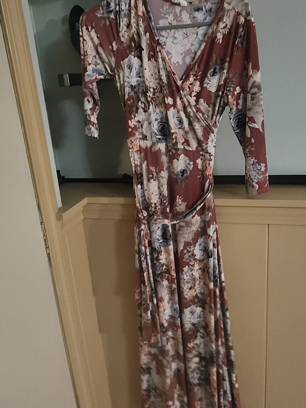 PinkBlush Floral Wrap Maternity Maxi Dress 3/4 Sleeve Style VD7300K